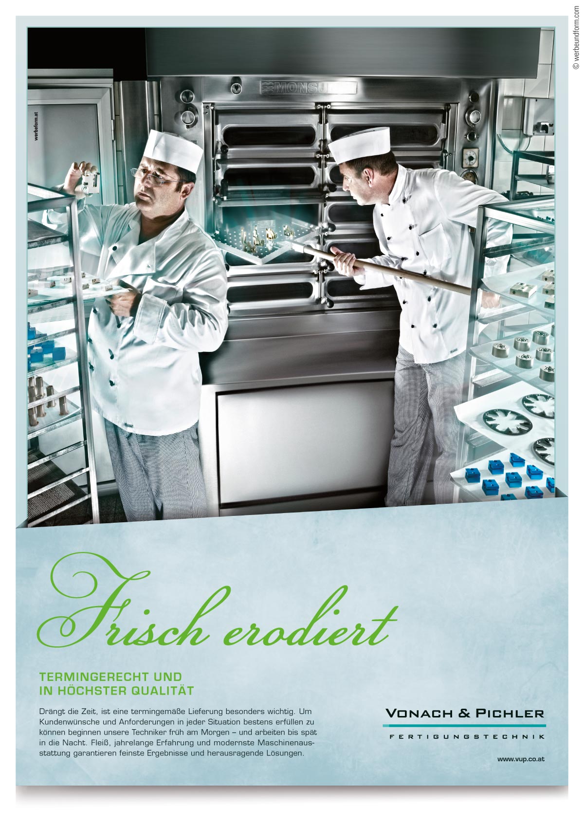 Image-Kampagne für den Metallfertigungs-Betrieb / Sujet 01 | Kunde: VONACH&PICHLER GMBH | © Konzeption & Design: WERBE&form, Werbeagentur in Vorarlberg