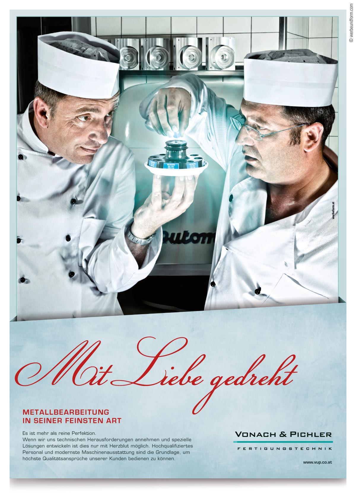 Image-Kampagne für den Metallfertigungs-Betrieb / Sujet 03 | Kunde: VONACH&PICHLER GMBH | © Konzeption & Design: WERBE&form, Werbeagentur in Vorarlberg