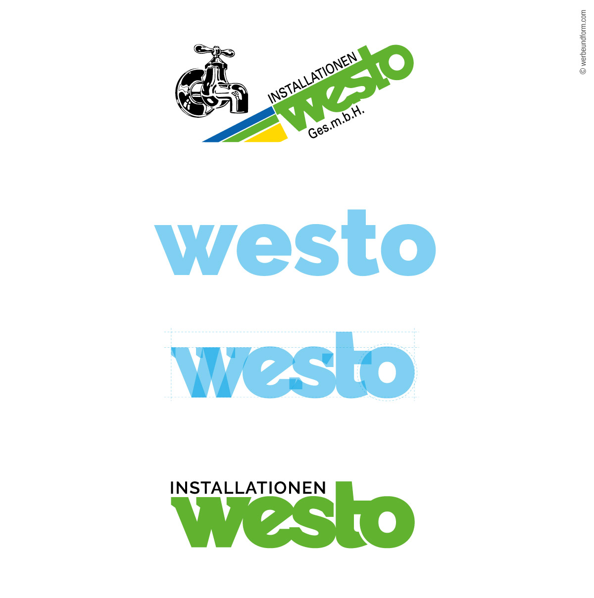 Entstehung des Redesigns, Grafik neues Logo | Kunde: WESTO INSTALLATIONEN GMBH | © Konzeption & Design: WERBE&form, Werbeagentur in Vorarlberg