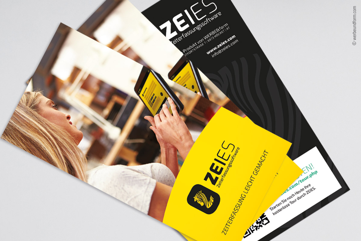 Flyer, Print-Design, Gestaltung | ZEIES | © Konzeption & Design: WERBE&form, Werbeagentur in Vorarlberg
